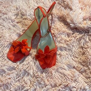 Ann Taylor Red Floral Heels
